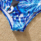 Matching Family Swimwear Blue Plant Floral Swimsuit - ChildAngle