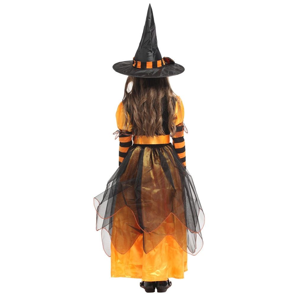 orange witch dress Orange Witch Halloween Costume Black Orange Fancy Witch Costume w/Hat, Cape