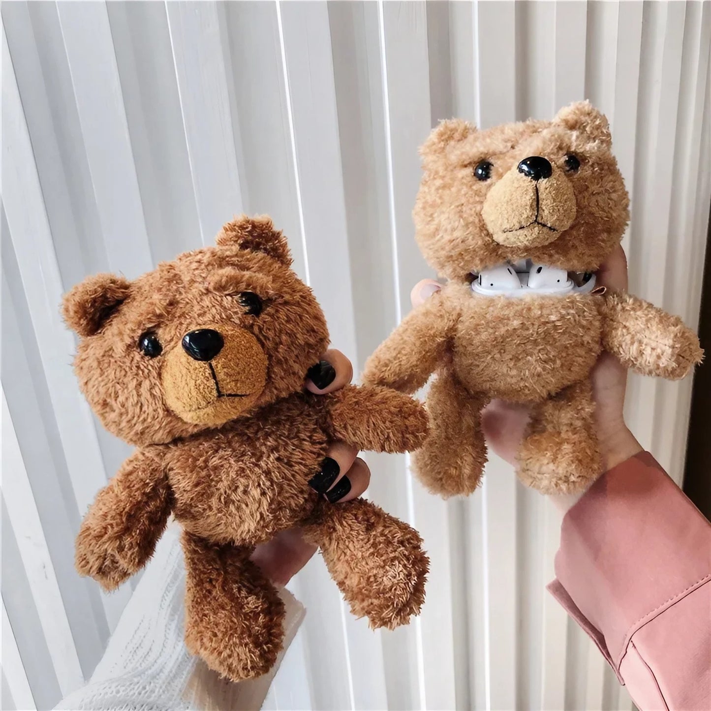 Plush Teddy Bear AirPods Case - ChildAngle