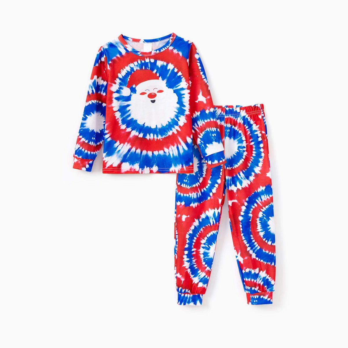 Red and Blue Tie Dye Santa Claus Pajamas for Family - ChildAngle