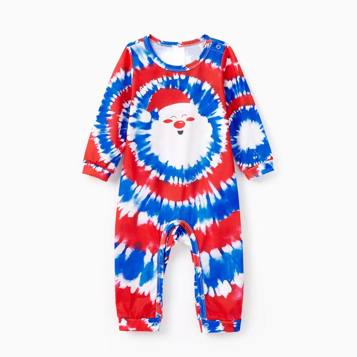 Red and Blue Tie Dye Santa Claus Pajamas for Family - ChildAngle