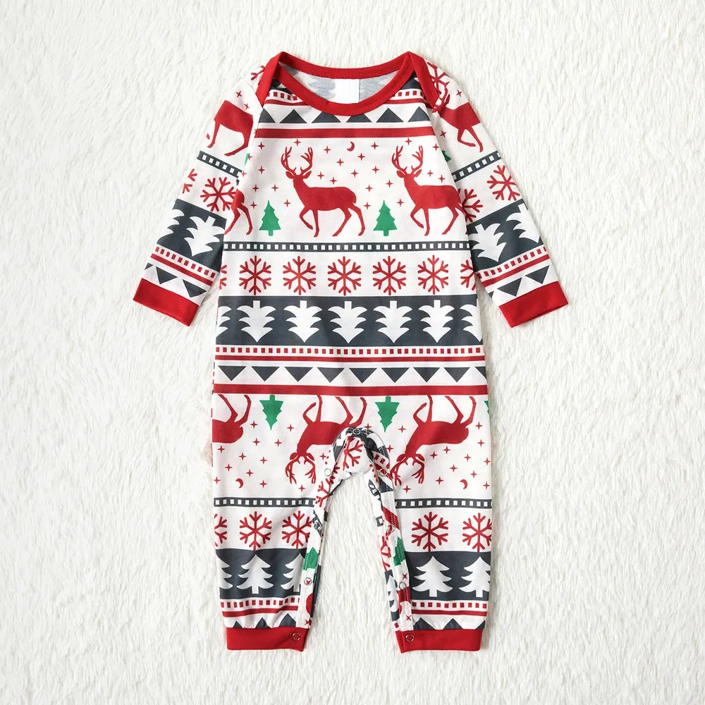 Reindeer Family Matching PJS Christmas Snowflake Print Pajama Sleepwear Xmas Pyjamas - ChildAngle