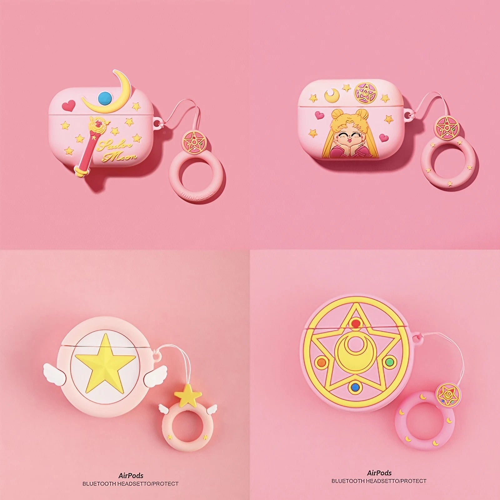Sailor Moon AirPods Case Pink Silicone AirPods Case for Airpods 1 2 3 Pro - ChildAngle
