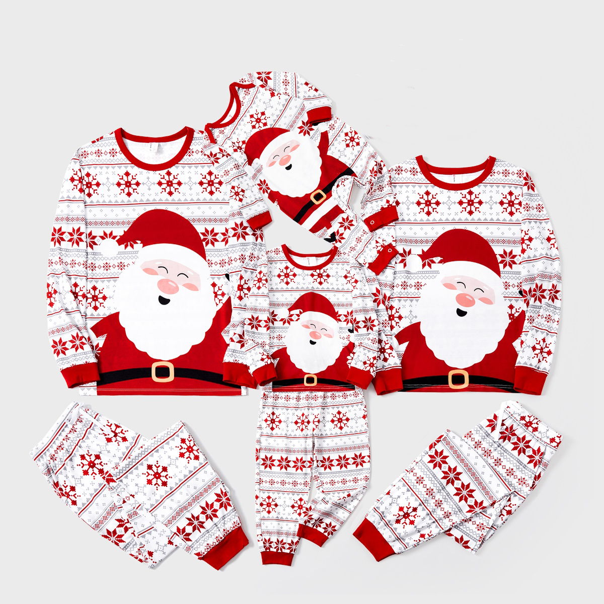 Santa Claus Pajamas for Family Father Santa Hat Belt Snowflake Print - ChildAngle