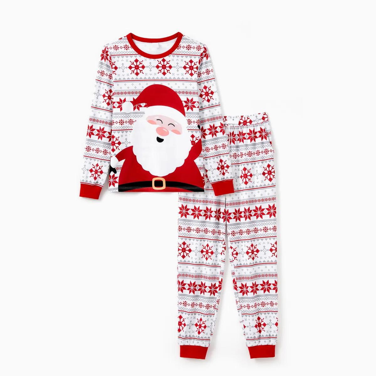 Santa Claus Pajamas for Family Father Santa Hat Belt Snowflake Print - ChildAngle