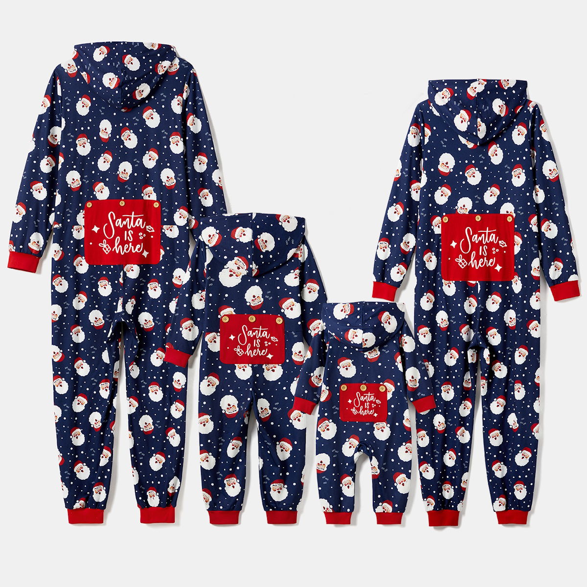 Santa Is Here Hooded Family Christmas Onesies Father Santa - ChildAngle