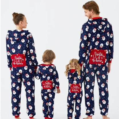 Santa Is Here Hooded Family Christmas Onesies Father Santa - ChildAngle