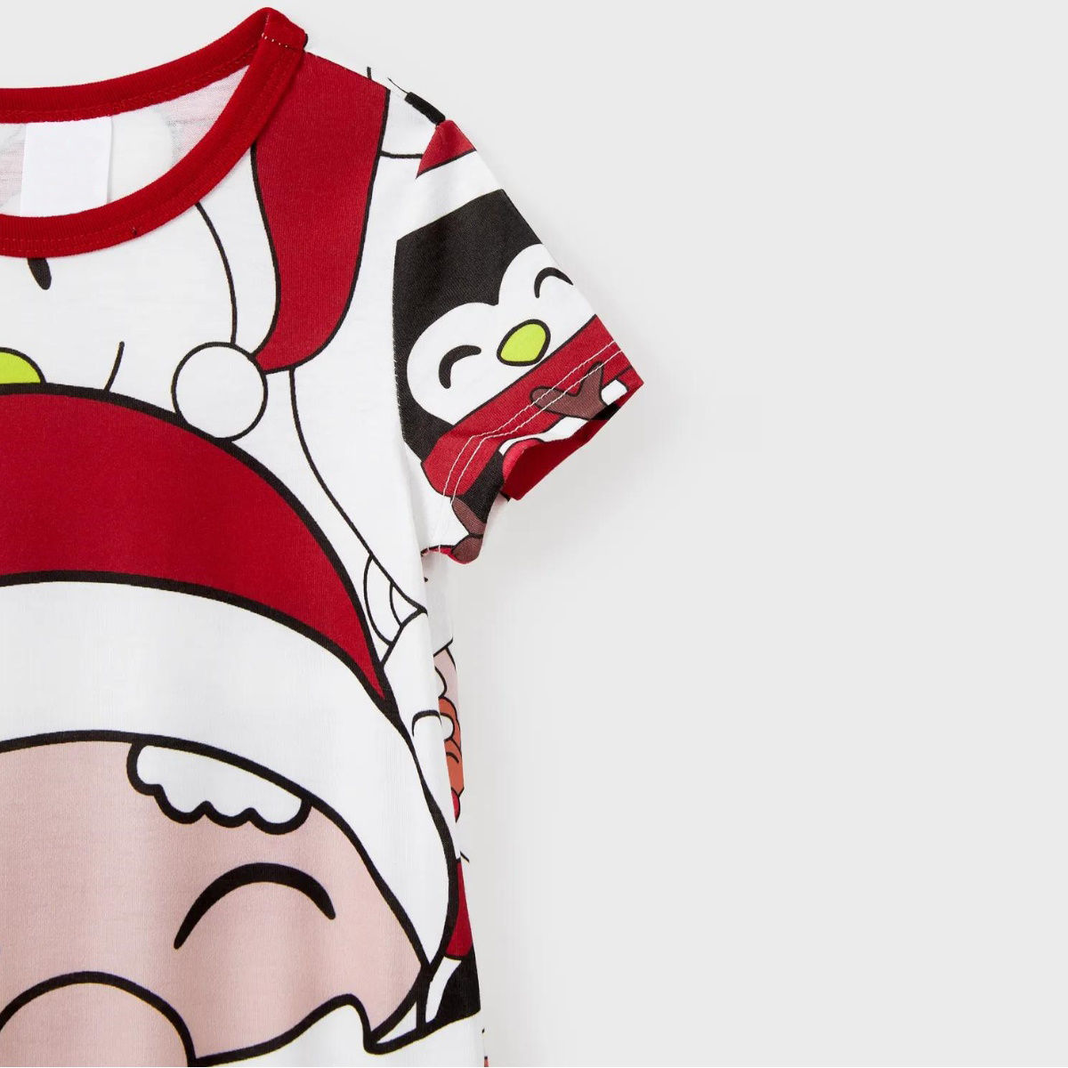 Santa Claus Merry Christmas Short Sleeve Christmas Pajama Allover Penguin and Santa Print - ChildAngle