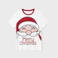 Santa Claus Merry Christmas Short Sleeve Christmas Pajama Allover Penguin and Santa Print - ChildAngle