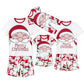 Santa Claus Merry Christmas Short Sleeve Christmas Pajama Allover Penguin and Santa Print - ChildAngle