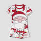 Santa Claus Merry Christmas Short Sleeve Christmas Pajama Allover Penguin and Santa Print - ChildAngle