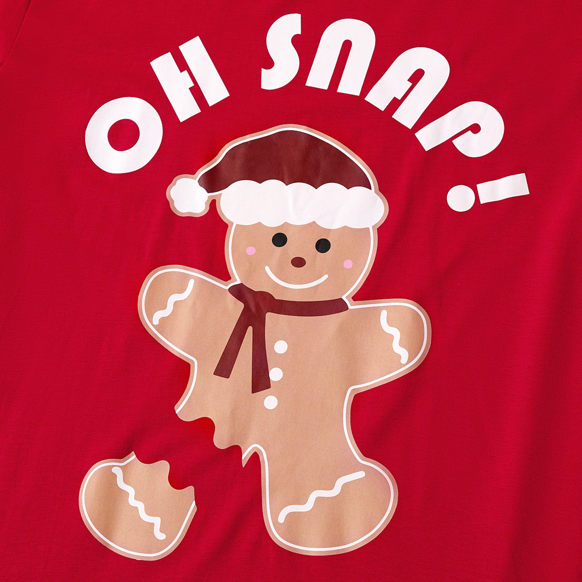 Oh Snap Gingerbread Short Sleeve Christmas Pajama Red Top Plaid Bottom Pajymas