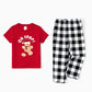 Oh Snap Gingerbread Short Sleeve Christmas Pajama Red Top Plaid Bottom Pajymas