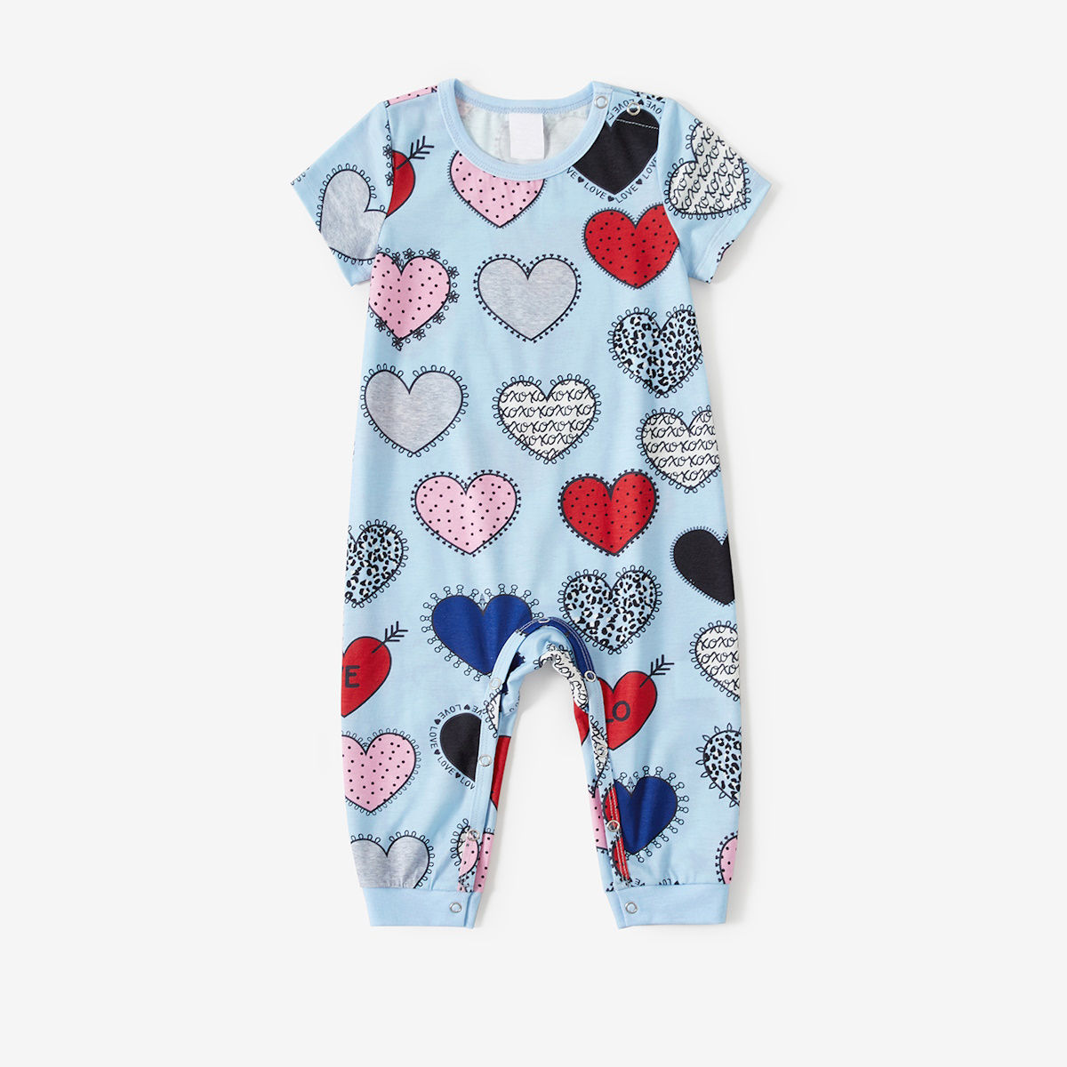 Valentine's Day Heart Print Short Sleeve Pajama - ChildAngle