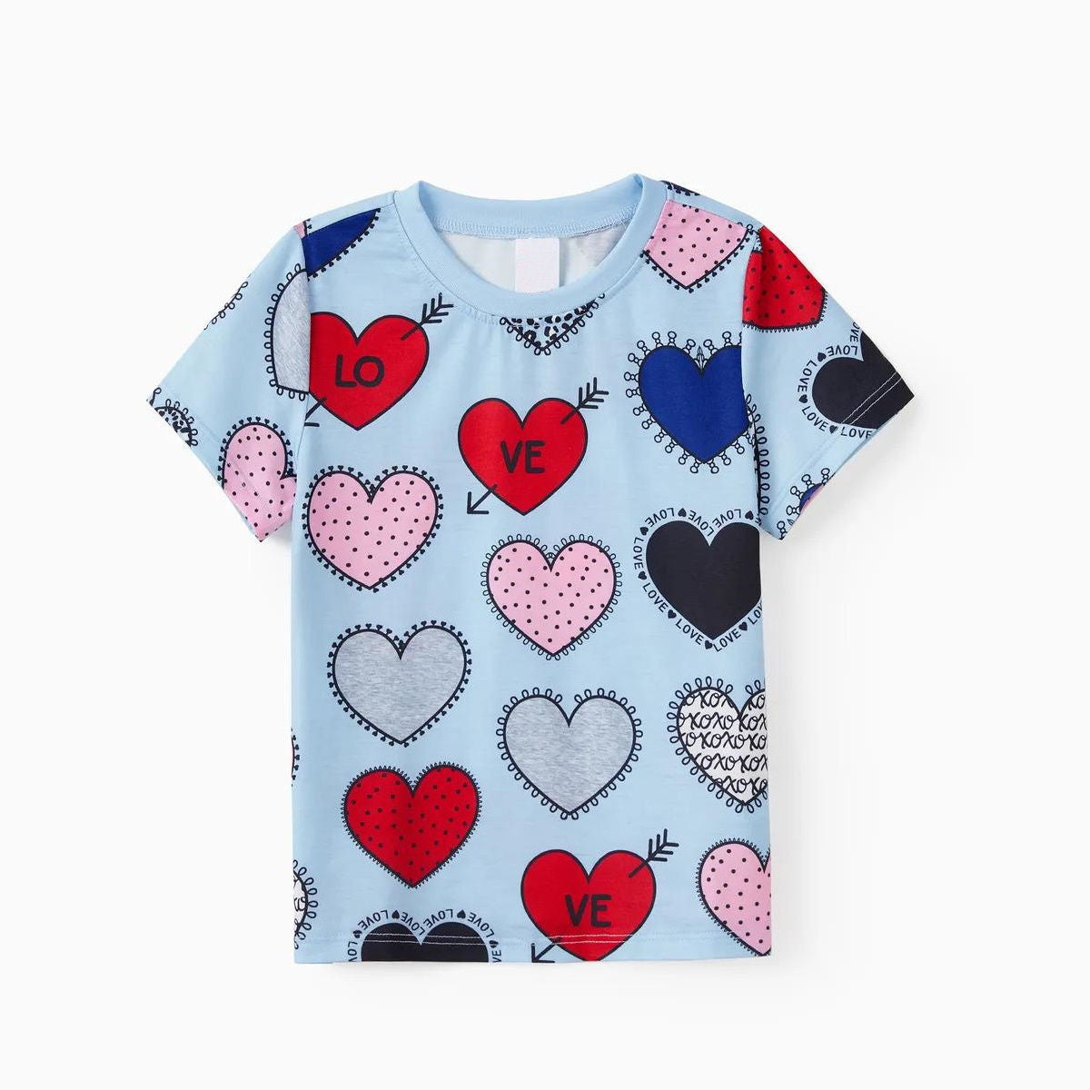 Valentine's Day Heart Print Short Sleeve Pajama - ChildAngle