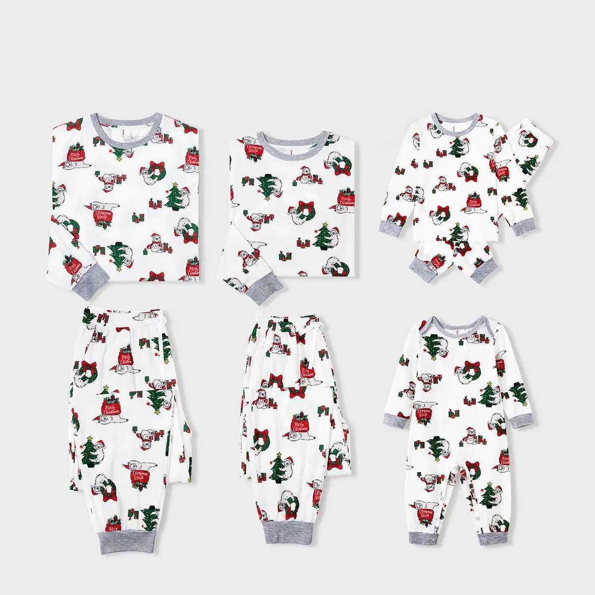 Sloth Family Christmas Pajamas Allover Christmas Pattern Wreath Gift - ChildAngle