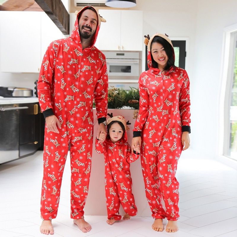 Chistmas Onesie Pajama Snowman Christmas Family Matching Pajamas Set Hooded Father Mother Daughter Son Kids Jumpsuit Sleepwear - ChildAngle