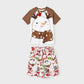 Snowman Reindeer Scarf Short Sleeve Christmas Pajamas Set - ChildAngle