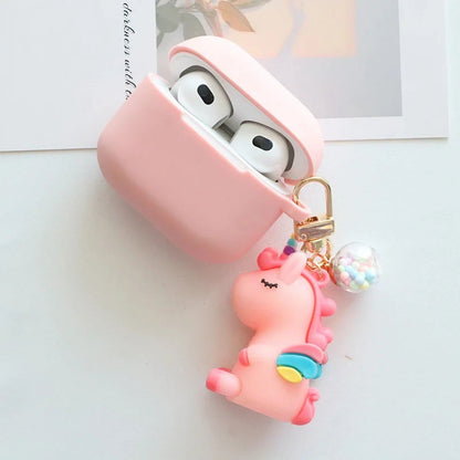 Solid Color AirPods Case with Unicorn Pendant - ChildAngle