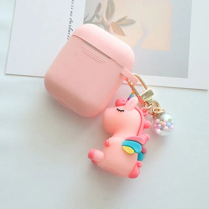 Solid Color AirPods Case with Unicorn Pendant - ChildAngle