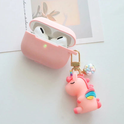 Solid Color AirPods Case with Unicorn Pendant - ChildAngle