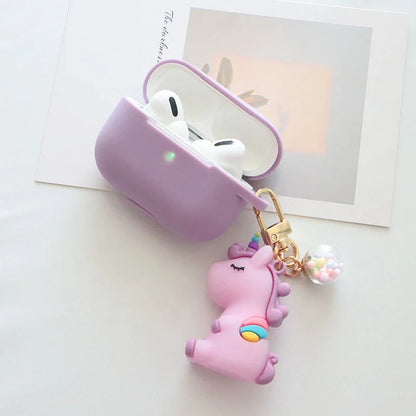 Solid Color AirPods Case with Unicorn Pendant - ChildAngle