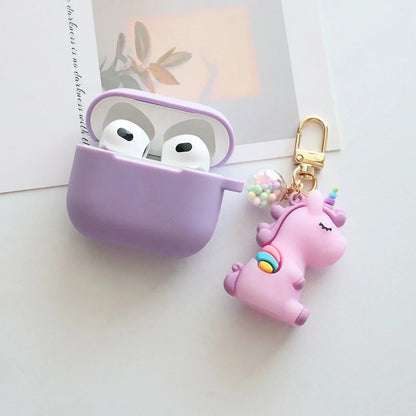 Solid Color AirPods Case with Unicorn Pendant - ChildAngle