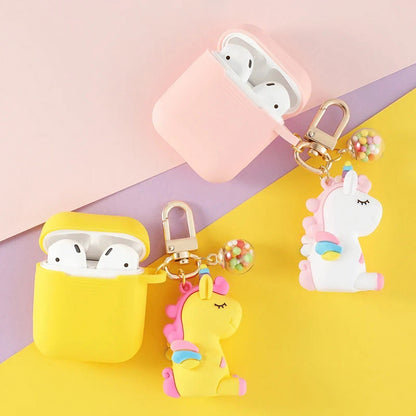 Solid Color AirPods Case with Unicorn Pendant - ChildAngle
