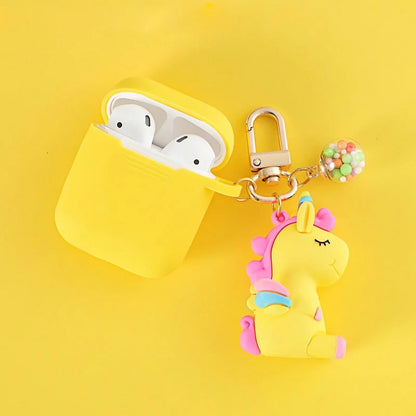 Solid Color AirPods Case with Unicorn Pendant - ChildAngle