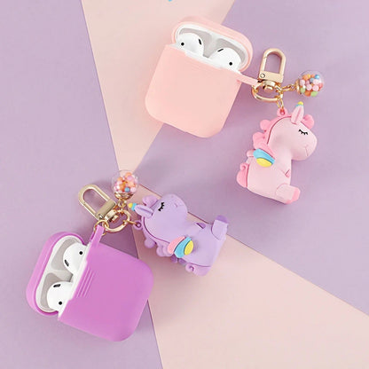 Solid Color AirPods Case with Unicorn Pendant - ChildAngle