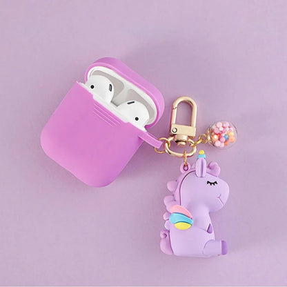 Solid Color AirPods Case with Unicorn Pendant - ChildAngle