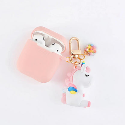 Solid Color AirPods Case with Unicorn Pendant - ChildAngle