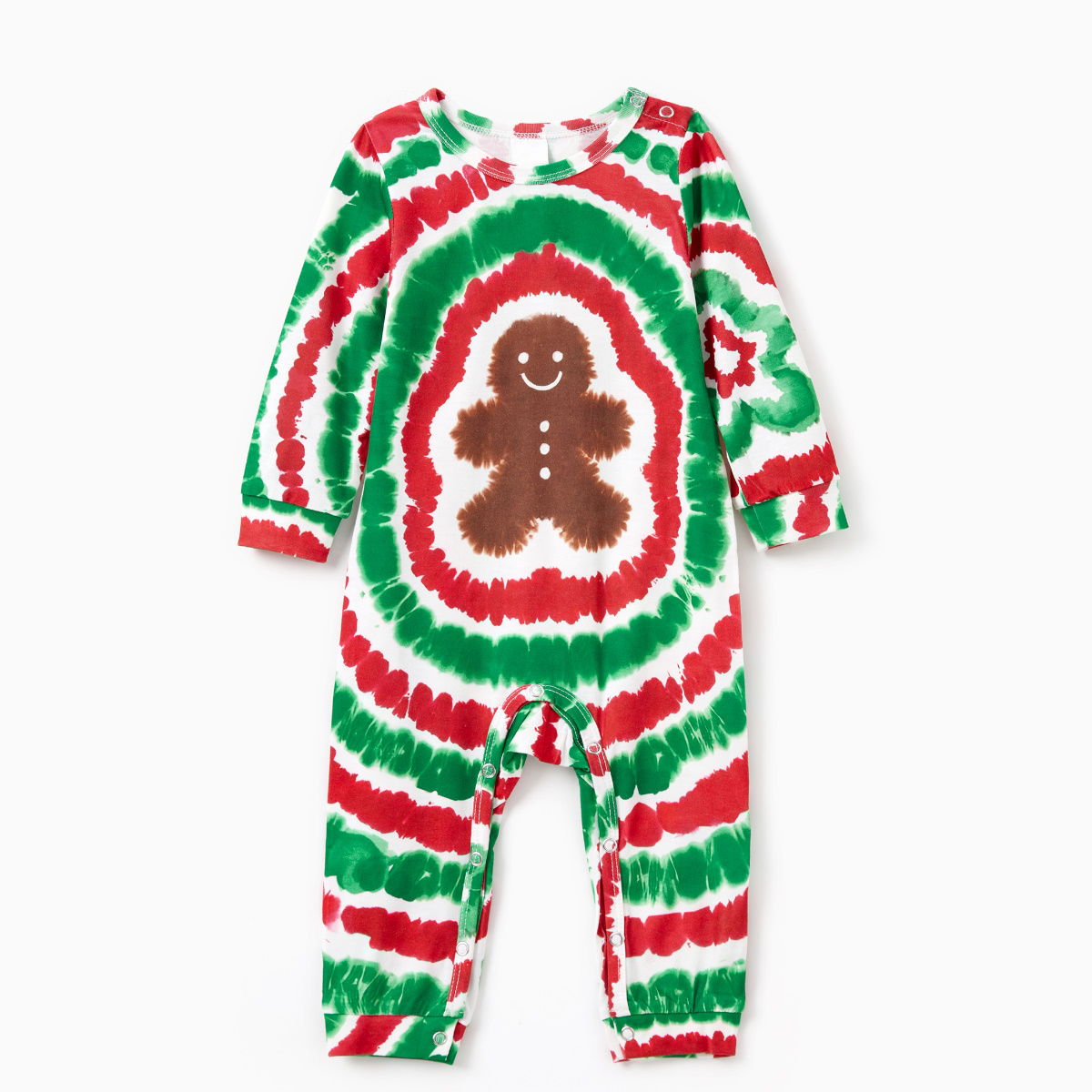 Green and Red Tie Dye Gingerbread Family Pajamas - ChildAngle