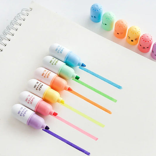 6PCS/12PCS Vitamin Pill Ballpoint Pens Capsule Pens Emoticons - ChildAngle