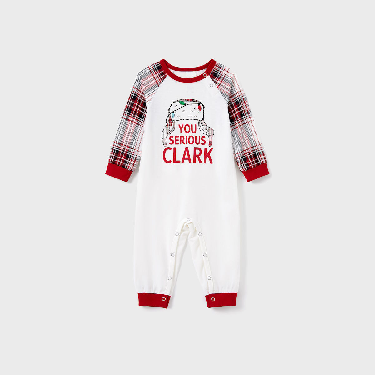 You Serious Clark Family Christmas Pajamas Raglan Sleeve Long Sleeve Plaid Pants with Drawstring and Pockets - ChildAngle