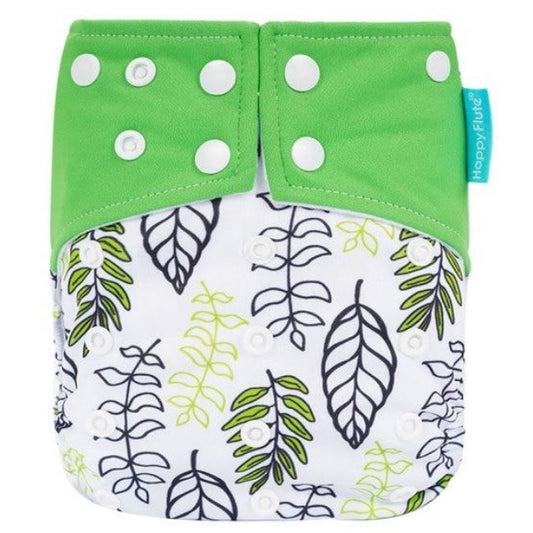 1 Pack Baby Cloth Diaper Reusable Suede Cloth Pocket Nappies - Green Leaves - ChildAngle