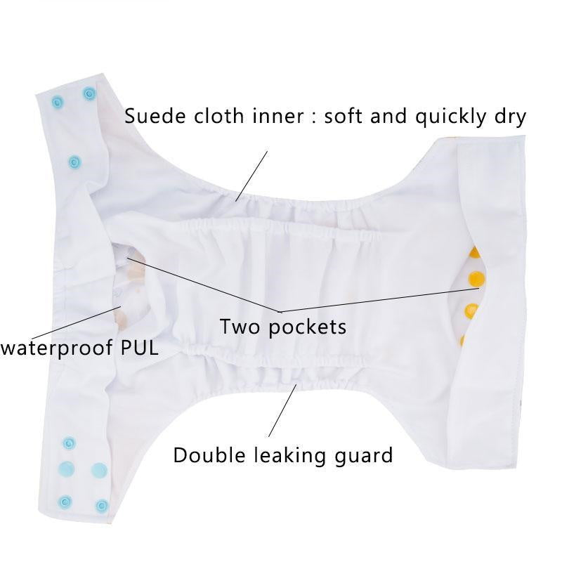 1 Pack Baby Cloth Diaper Reusable Suede Cloth Pocket Nappies - Light Blue - ChildAngle