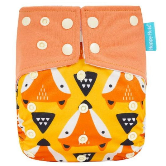 1 Pack Baby Cloth Diaper Reusable Suede Cloth Pocket Nappies - Orange Fox - ChildAngle