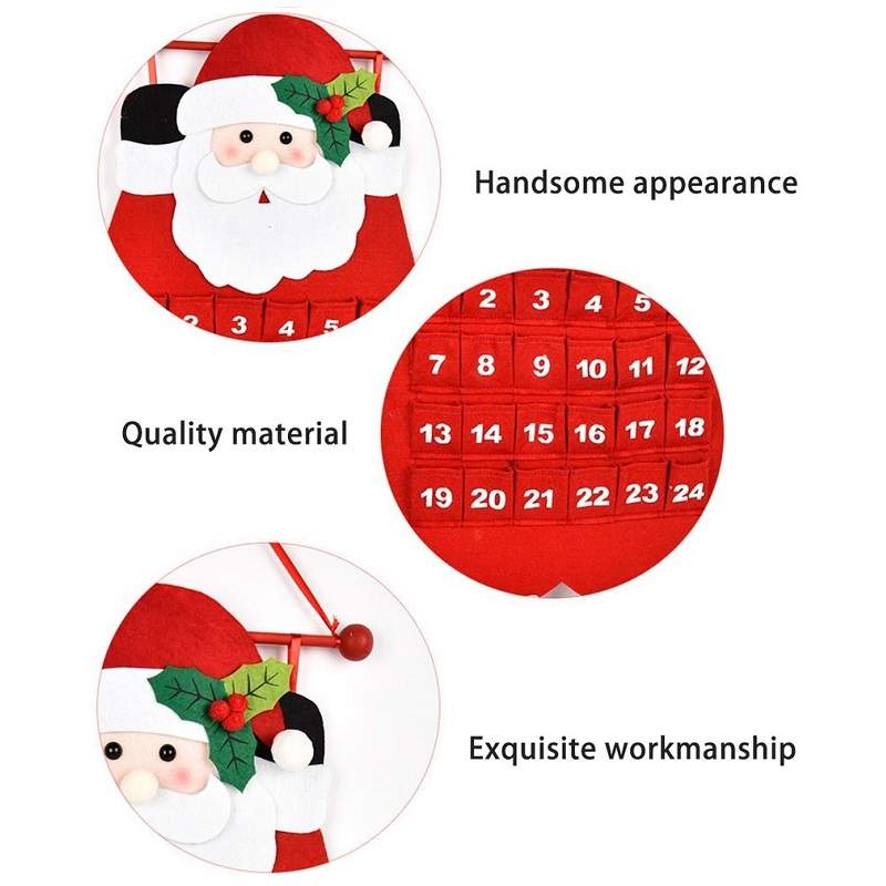 1PC Fabric Felt Advent Calendar Santa Elk Snowman Christmas - ChildAngle