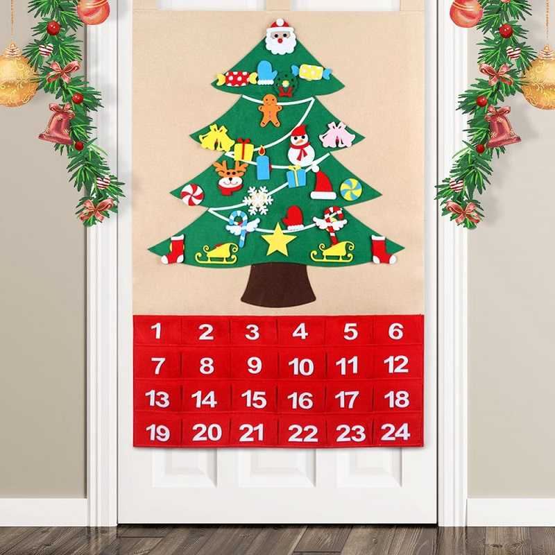 25PCS Fabric Advent Calendar Felt Christmas Tree Ornaments in Pockets - ChildAngle 25pcs fabric advent calendar felt christmas tree ornaments in pockets - childangle