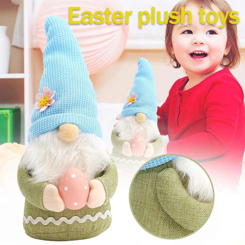 2PCS Easter Gnome Plush Bunny Stuffed Rabbit Ear with Egg - ChildAngle