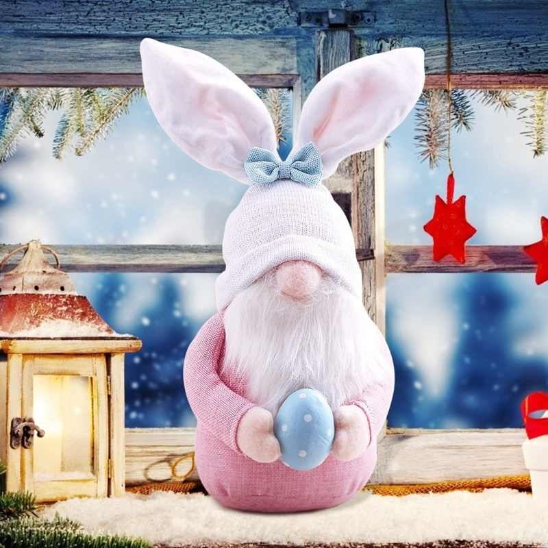 2pcs Easter Gnome Plush Bunny Stuffed Rabbit Ear with Egg, 2pcs