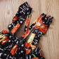 2PCS Halloween Pumpkin Print Long-sleeve Baby Skirt Set with Headband - ChildAngle