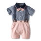 2PCS Toddler Boys Short Sleeves Romper Outfits Suspender Set for Baby Boy - ChildAngle