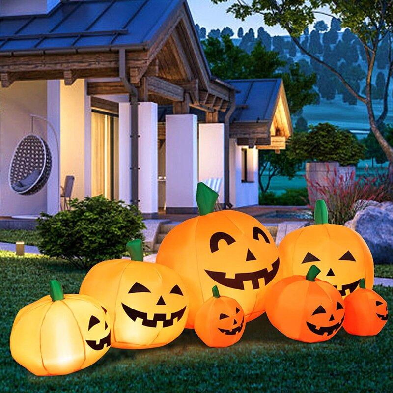 3.93ft/7.21ft Pumpkin Inflatables Halloween Pumpkin Ghost Outdoor Yard Inflatables For Children - ChildAngle