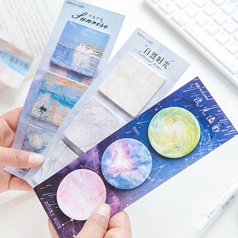 3 Lot Galaxy Sticky Notes Painting Memo Pad Post - ChildAngle
