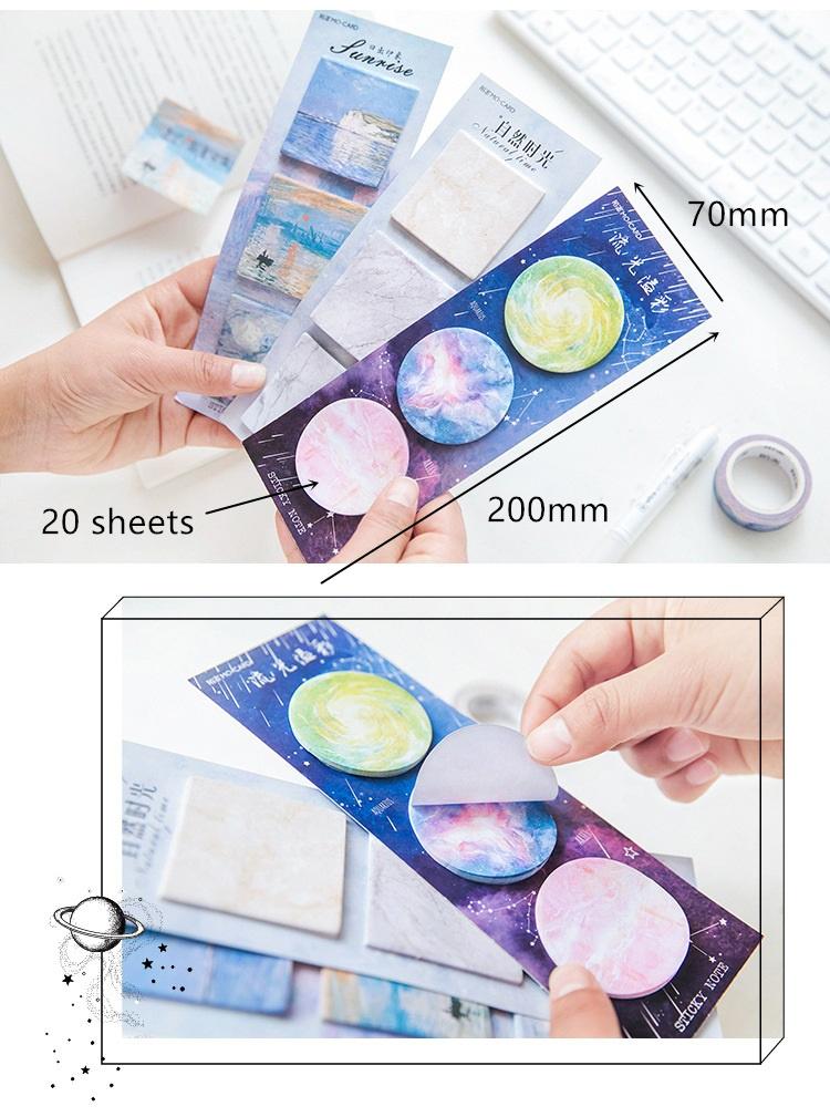 3 Lot Galaxy Sticky Notes Painting Memo Pad Post - ChildAngle