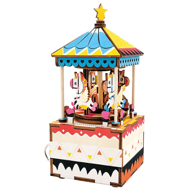 3D Wooden Puzzles Colorful Assembly Moveable Music Box - ChildAngle