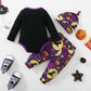 3PCS Baby Halloween Pumpkin and Witch Long-sleeve Romper Set with Hat - ChildAngle
