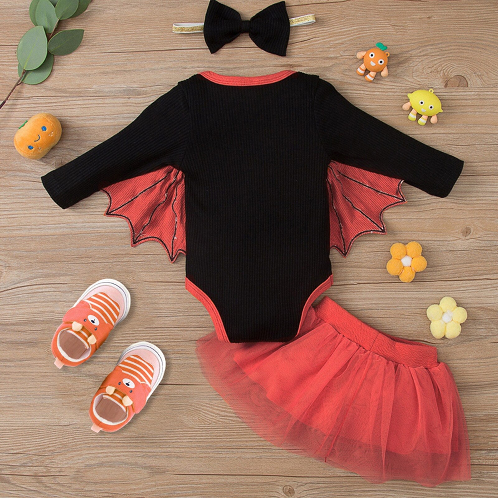 3PCS Baby Halloween Romper My 1st Halloween Tulle Skirt w/ Headband - ChildAngle